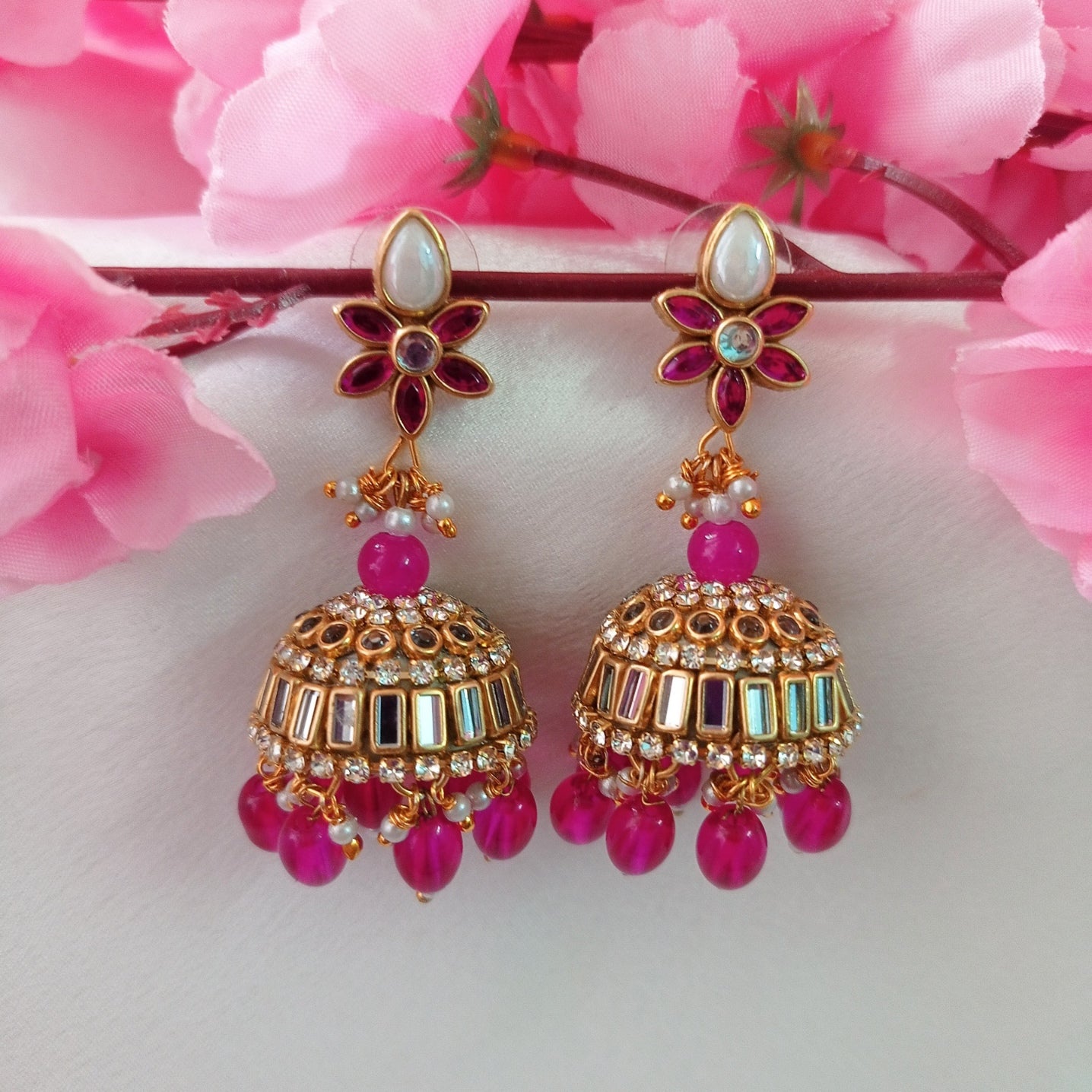 Handmade Kundan Jhumkas