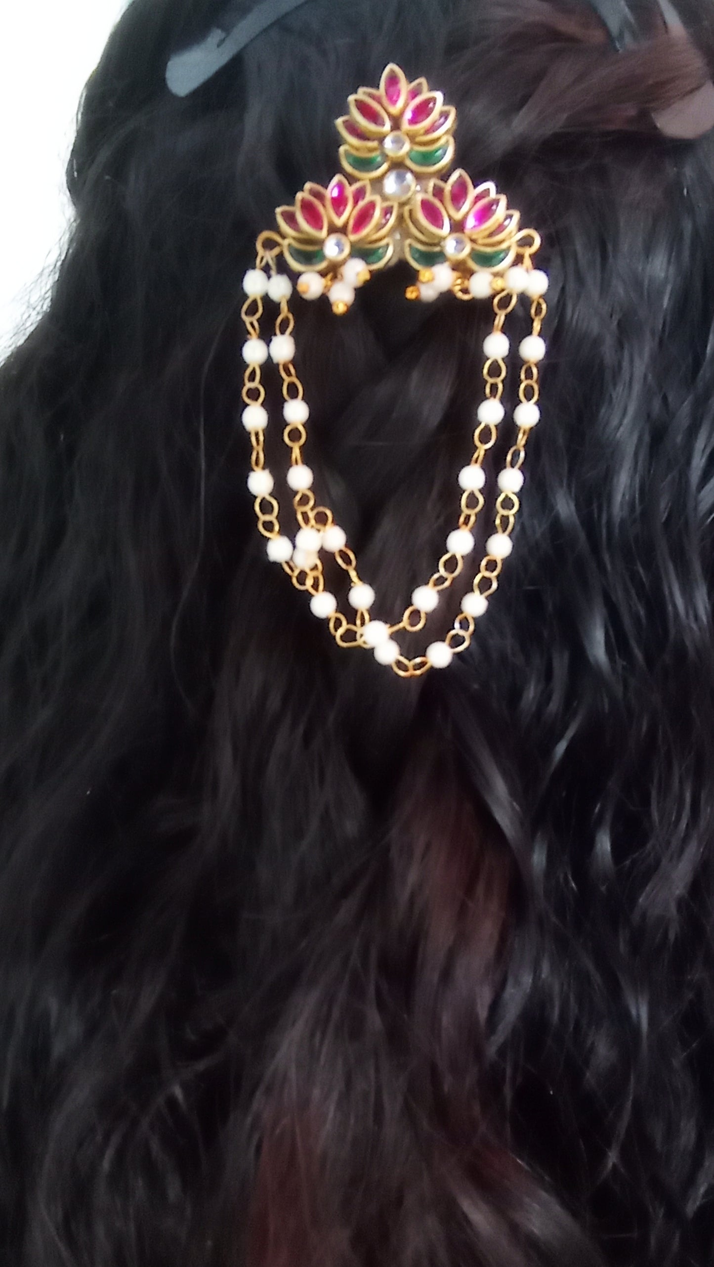 Handmade Kundan Lotus Double Layer Pearl