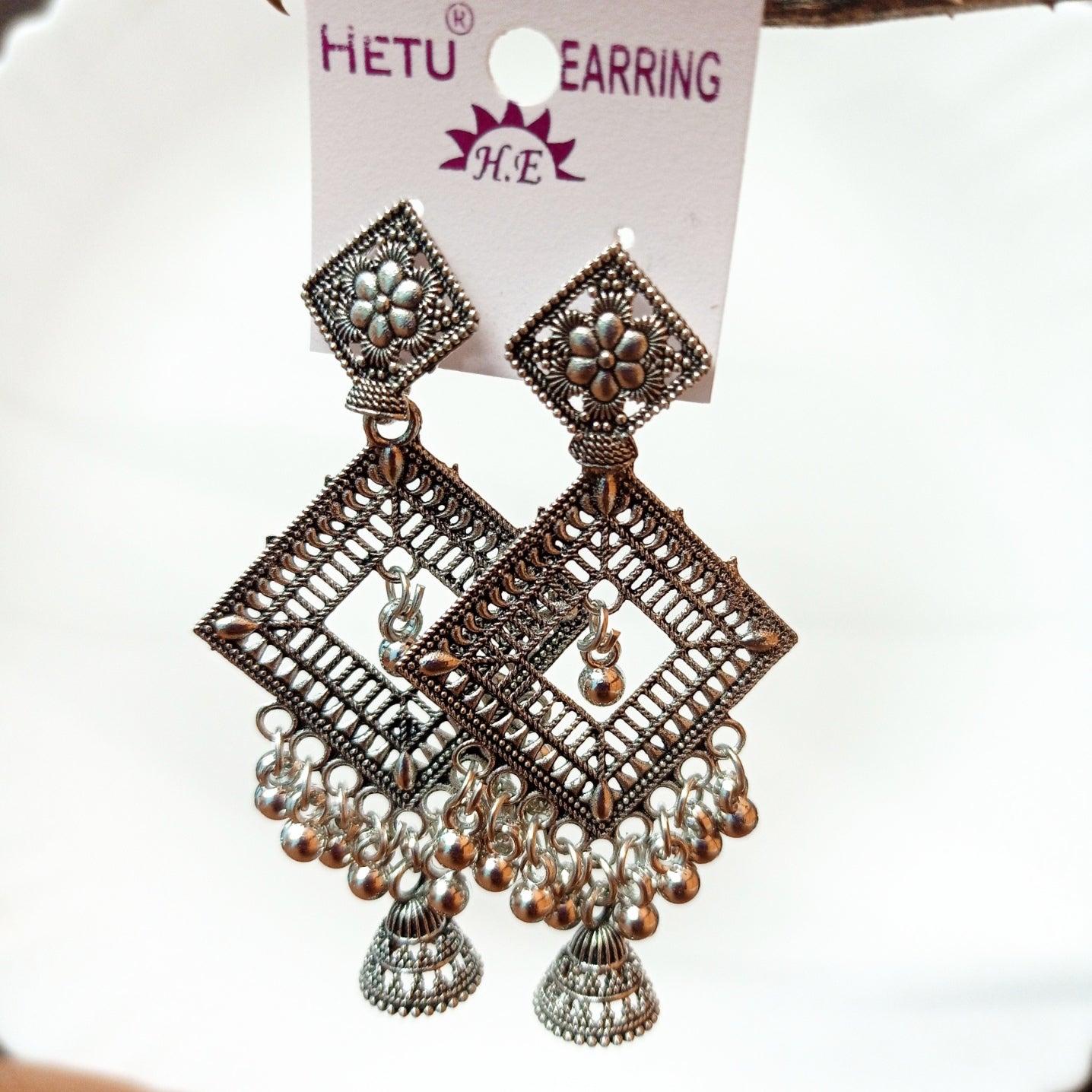 Oxidised Silver Diamond Square