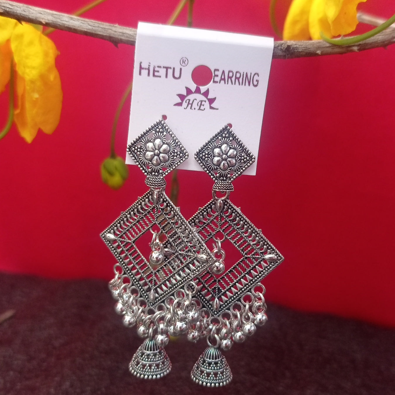 Oxidised Silver Diamond Square