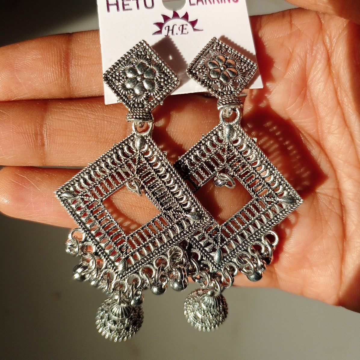 Oxidised Silver Diamond Square