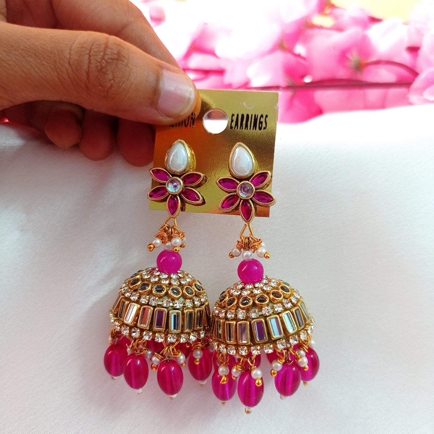 Handmade Kundan Jhumkas