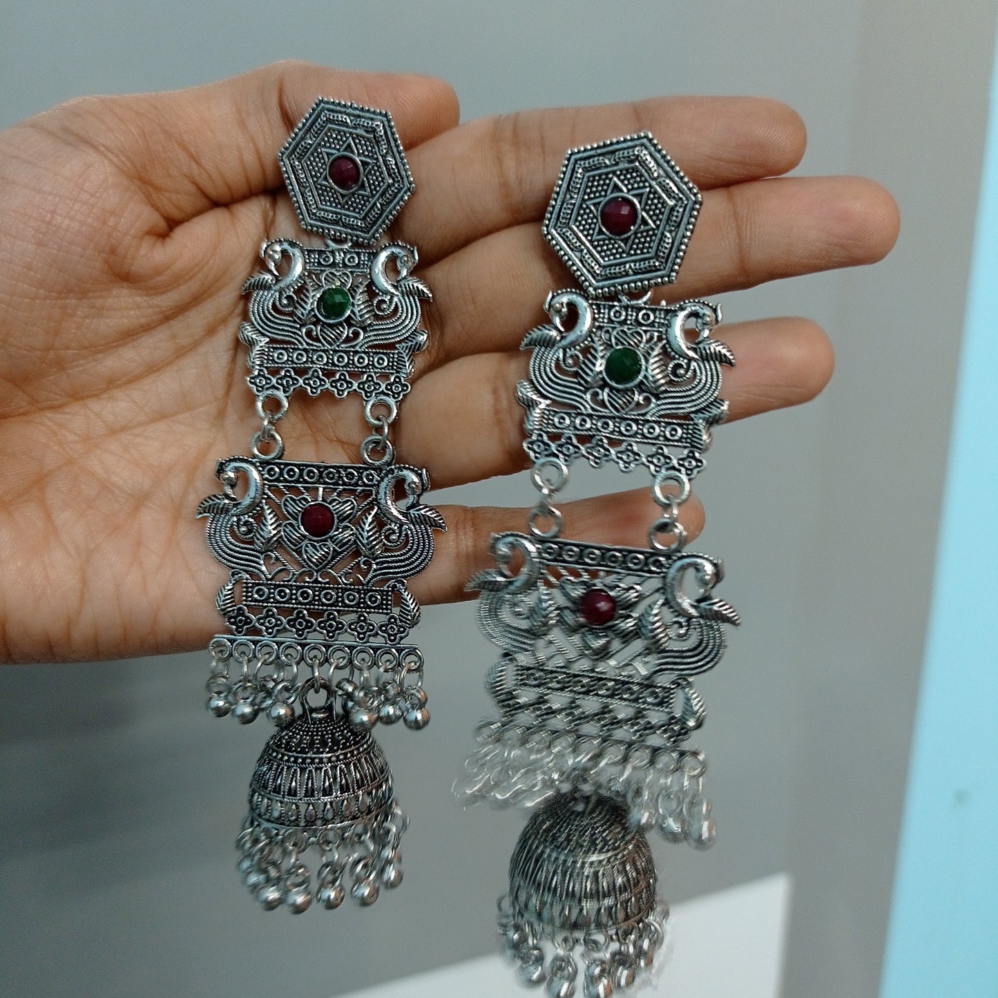 Oxidised Long Earrings