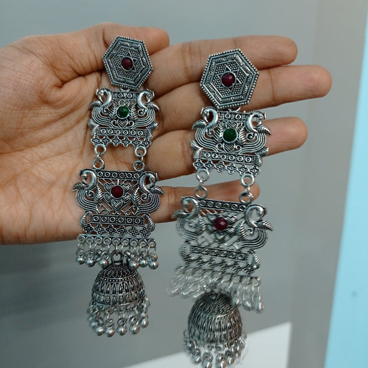 Oxidised Long Earrings