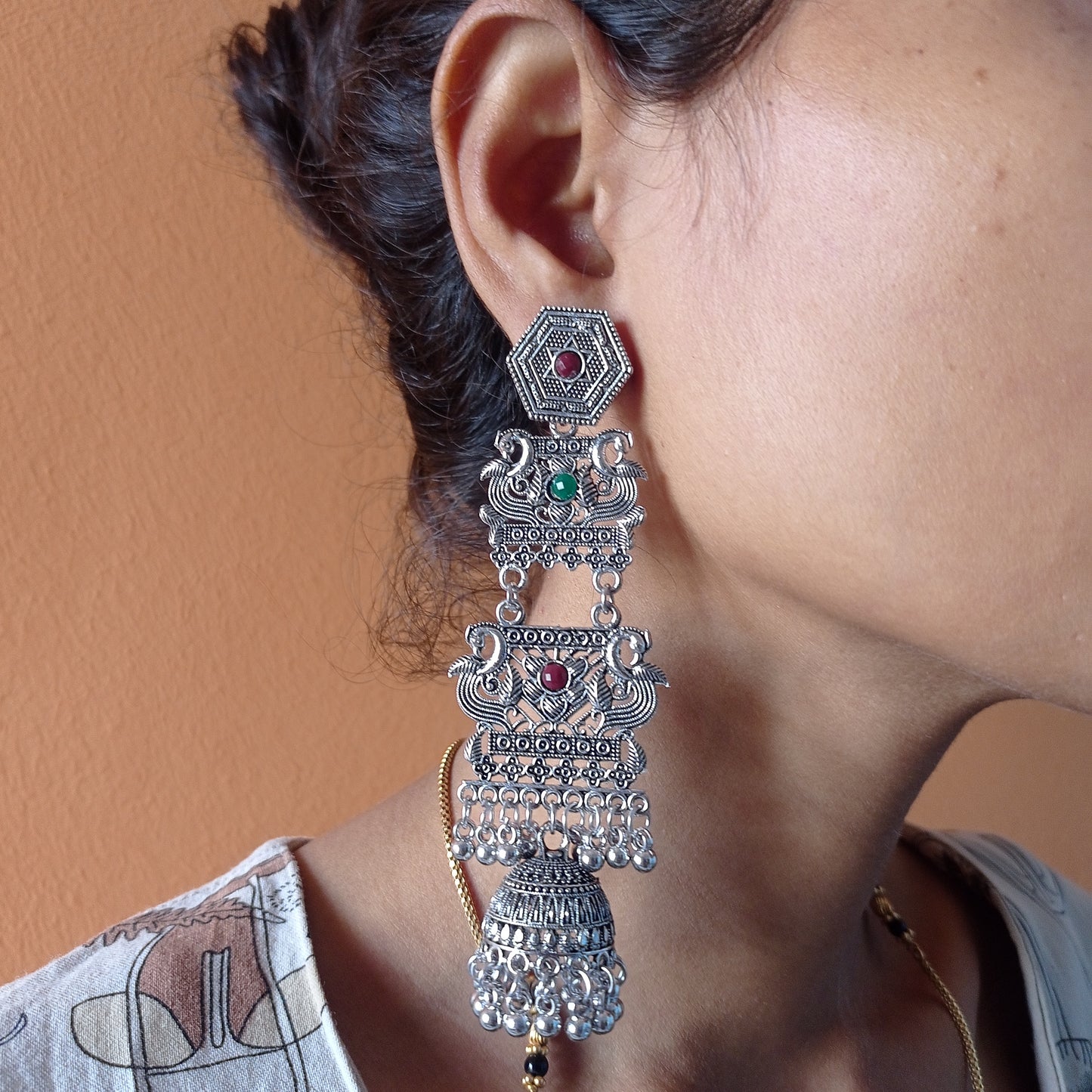 Oxidised Long Earrings