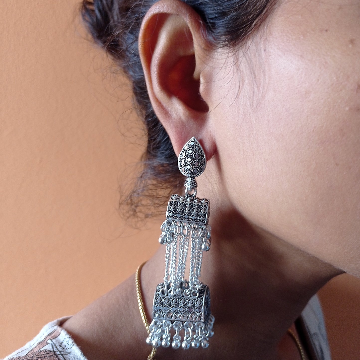 Oxidised Silver Chandbalis