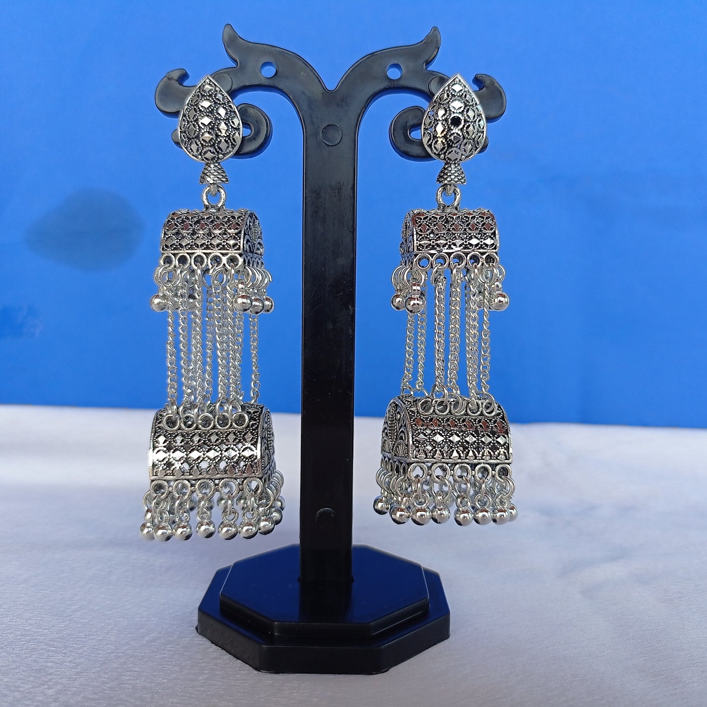 Oxidised Silver Chandbalis