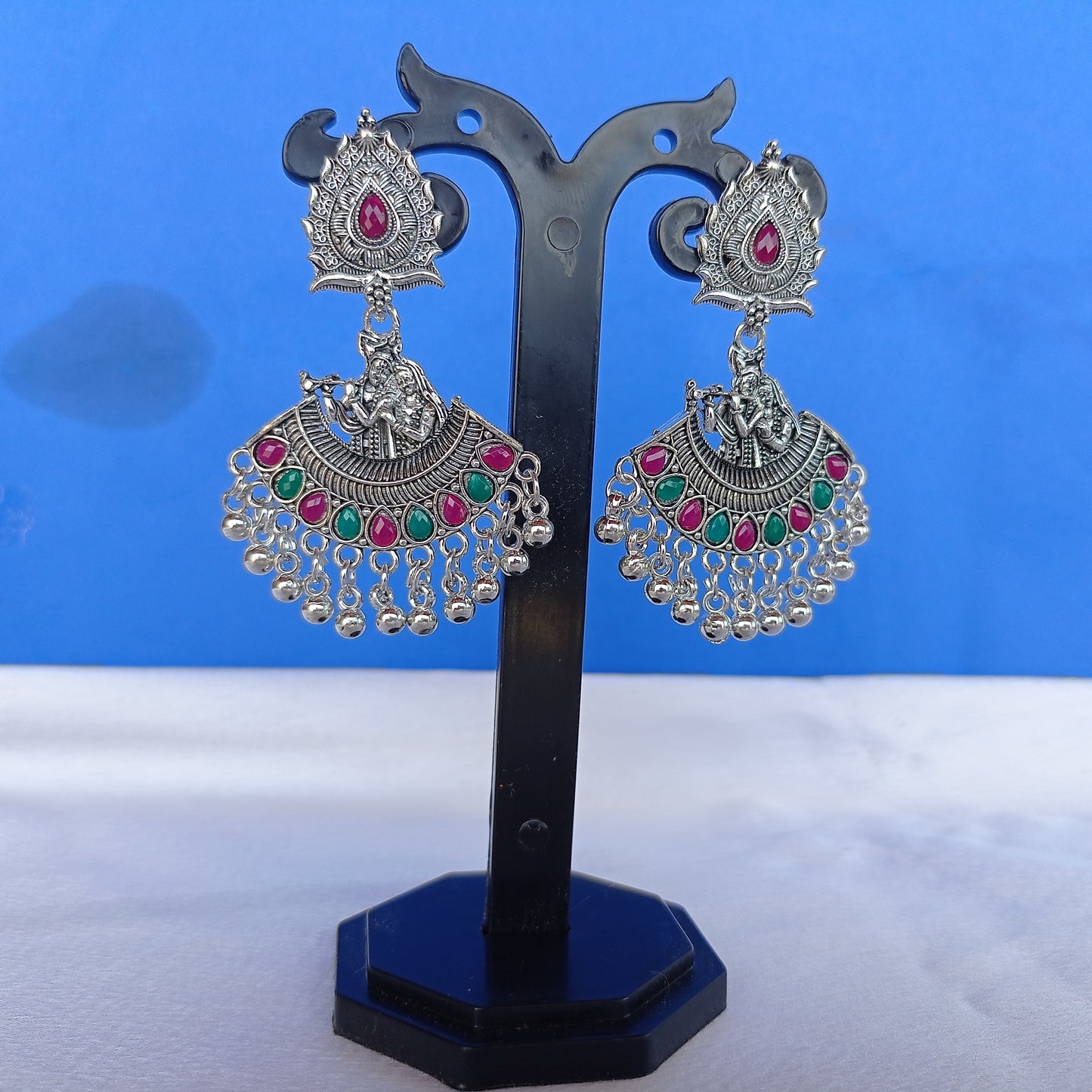Oxidised Silver Double Tier