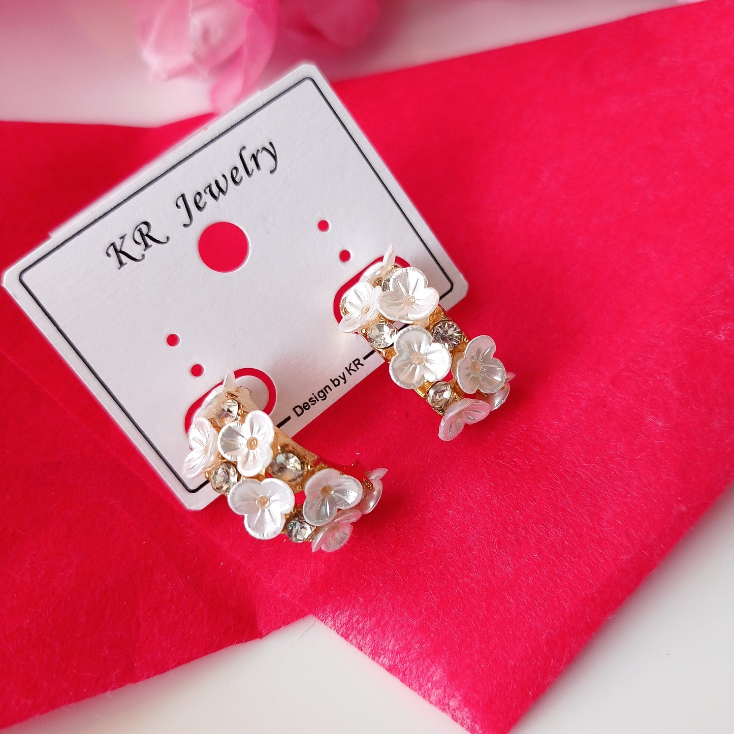 White Shell Flower Hoop