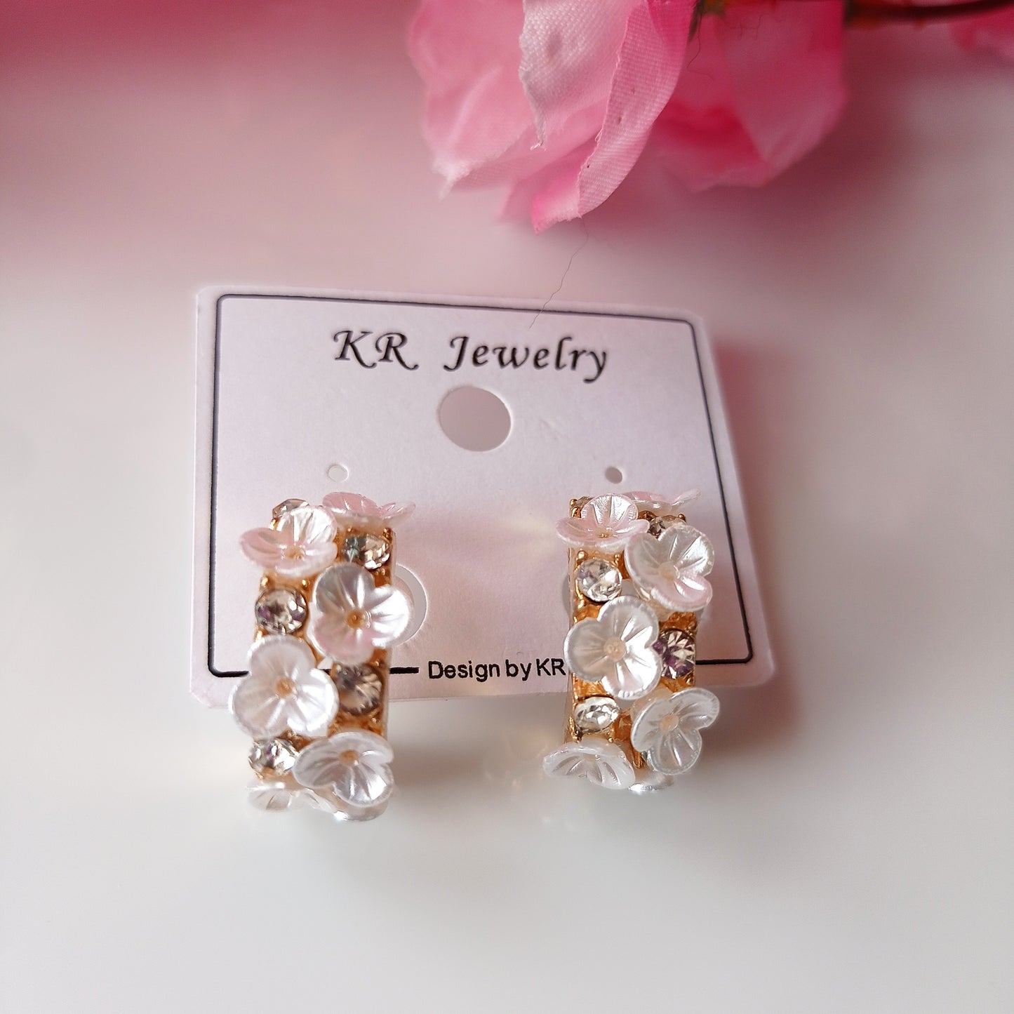 White Shell Flower Hoop