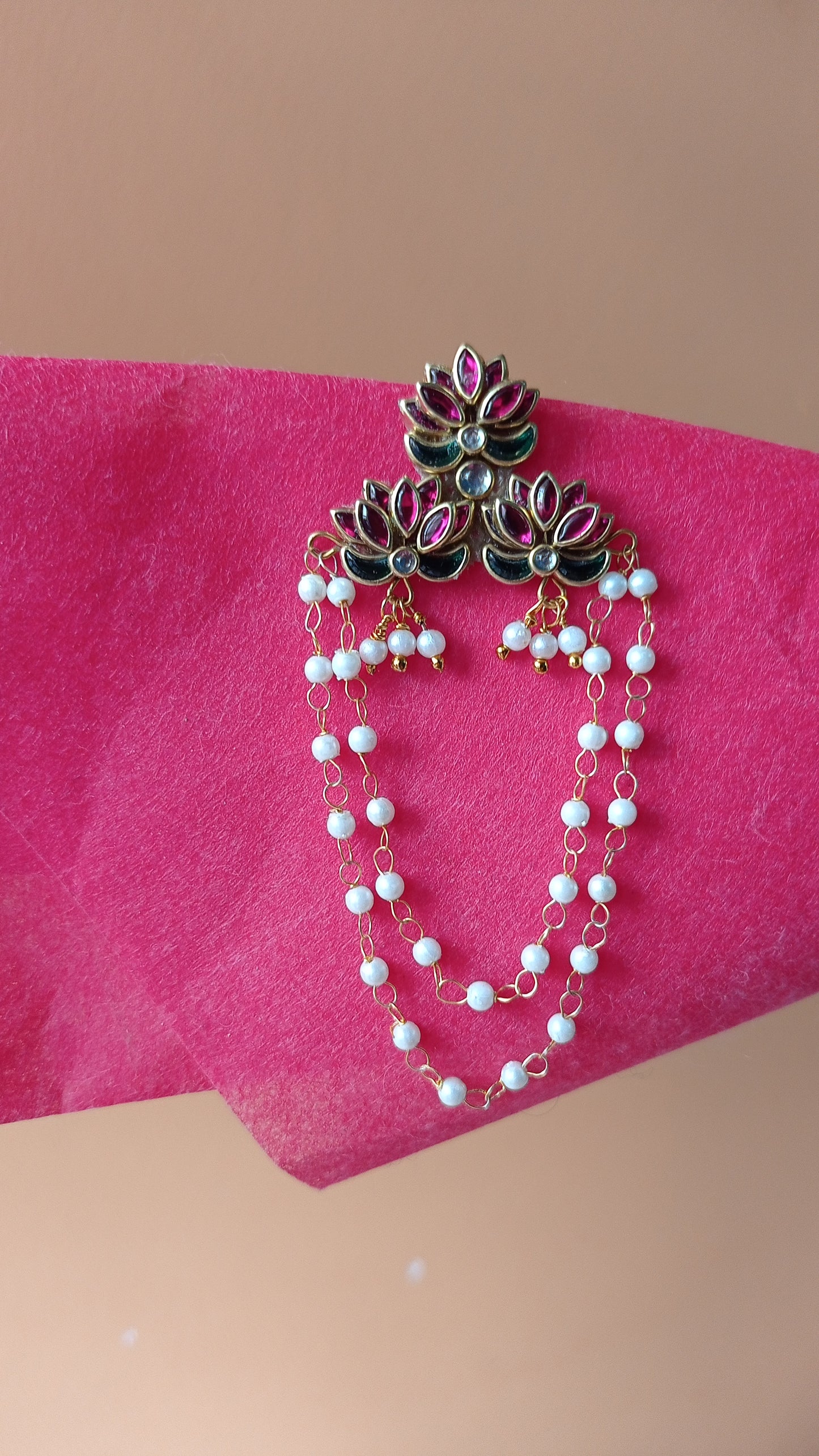 Handmade Kundan Lotus Double Layer Pearl