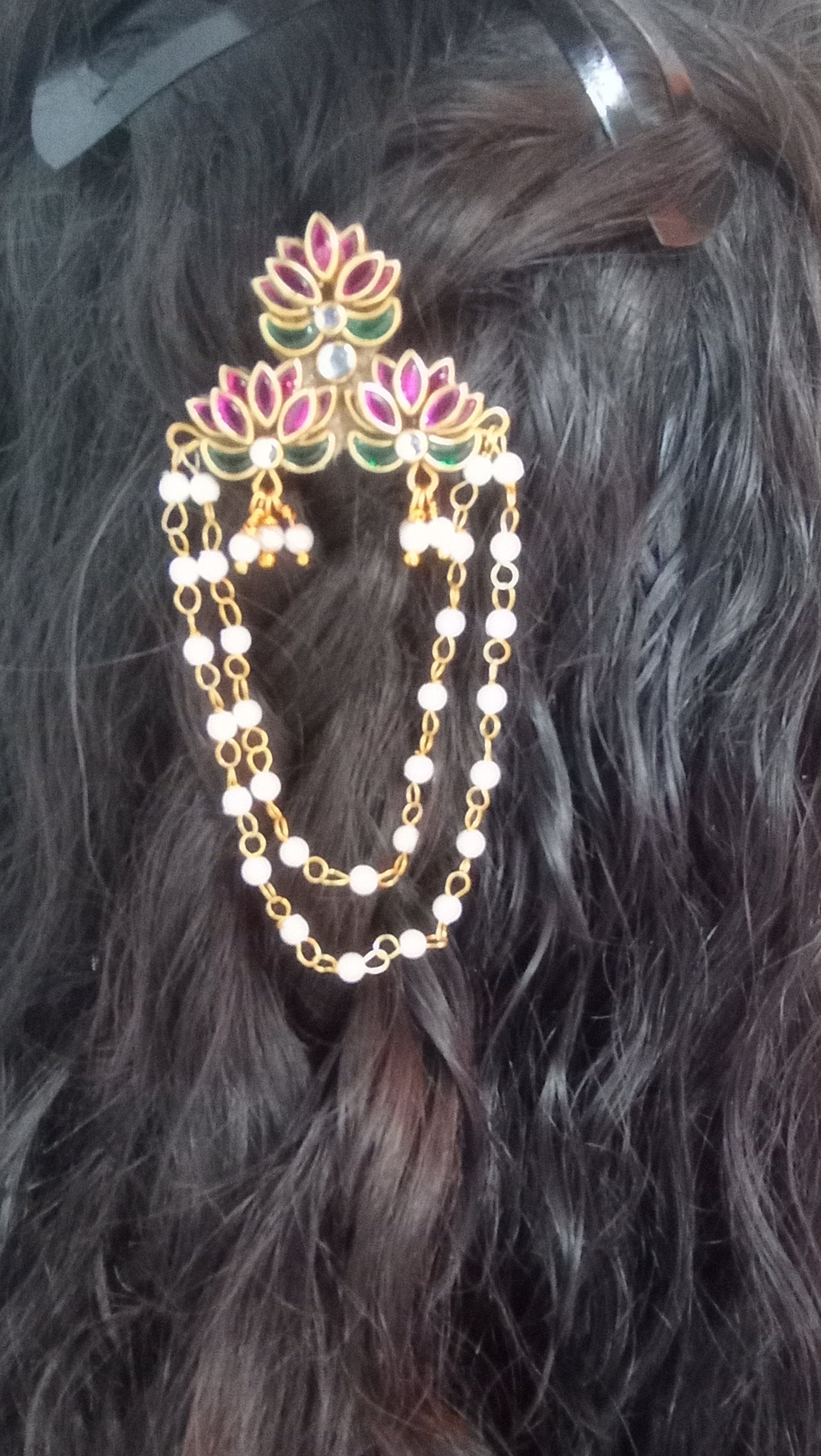 Handmade Kundan Lotus Double Layer Pearl