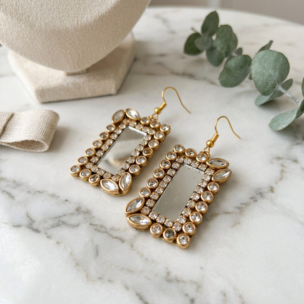 Rectangular Mirror Earrings