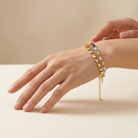 Multicolour Heart Charm Bracelet